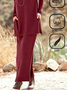 Plus size Cotton-Blend Pocket Stitching Casual Crew Neck Two-Piece Set
