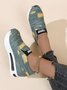 Casual Distressed Denim Slip On Hidden Wedge Sneakers