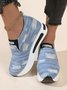 Casual Distressed Denim Slip On Hidden Wedge Sneakers