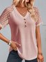 V Neck Buckle Polyester Cotton Casual Shirt