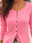 Casual Plain Knitted Cardigan