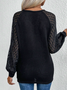 Plain Lace Casual H-Line Notched Neck Long Sleeve Shirt