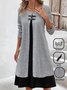 Color Block Loose Casual Cotton-Blend Dress