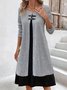 Color Block Loose Casual Cotton-Blend Dress