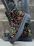 Multicolor Sequins Lace-Up Thick Bottom Fashion Boots