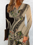 Casual Random Print Notched Loose Dress