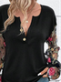 Plain Casual Notched Loose Mesh Shirt