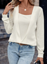Square Neck Fold Pleated Detail Casual Shirt