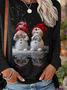 Christmas Snowman Logo Loose Jersey Casual Crew Neck Holiday H-Line Long Sleeve T-Shirt