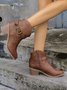 Vintage Buckle Block Heel Zip Western Boots