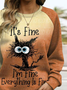 Loose Casual Text Letters Winter Thicken Crew Neck H-Line Long Sleeve Sweatshirt
