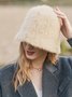 Women Casual Warm Faux Fur Bucket Hat