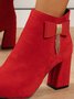 Elegant Bow Metal Tassel Chunky Heel Fashion Boots