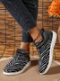 Breathable Leopard Color Block Slip On Flyknit Sneakers