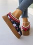 Christmas Snowman Embroidery Warm Faux Fur Lined Platform Mules