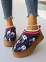 Christmas Snowman Embroidery Warm Faux Fur Lined Platform Mules