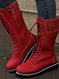  Casual Plain  Daily Round Toe Cotton Flocked Rubber Non-Slip Christmas Riding Boots