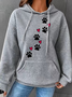 Simple Daily Heart Dog Paw Print H-Line Heavyweight Loose Cotton-Blend Long Sleeve Hoodie