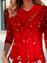Plus size Christmas Casual Buttoned Shirt