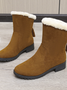Plush Faux Suede Daily Plain Zipper Casual Winter Warmth Low Heel Snow Boots