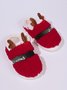 Christmas Letters Embroidery Color Block Fluffy Toe-covered Slippers
