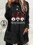 Christmas Fluff/Granular Casual Loose Holiday Crew Neck H-Line Long Sleeve Sweatshirt