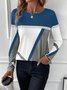 Loose Casual Color Block Crew Neck T-Shirt