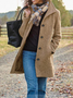 Thicken Woolen Winter Daily Plain Stand Collar Casual Loose H-Line Mid-long Coat
