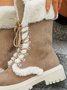 Casual Outdoor Furry Lined Lace-Up Classic Snow Boots