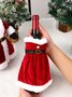 Single Christmas Velvet Dress Wine Bottle Ornament Holiday Party Ornament