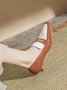 Women Elegant Color Block Patent Leather Block Heel Loafers