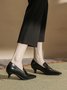 Women Elegant Color Block Patent Leather Block Heel Loafers