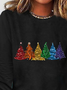 Plus Size Christmas Tree Daily Crew Neck Casual Loose H-Line Long Sleeve T-Shirt