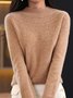 Casual Plain Half Turtleneck Yarn/Wool Yarn Sweater