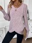 Crew Neck Loose Plain Casual Lantern Sleeve Shirt