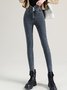 Fleece Plain Casual Denim Jeans