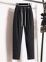 Corduroy Winter Fleece Loose Corduroy Casual Plain Straight Long Pants With Elastic Band