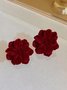 Christmas Elegant Flocked Flower Stud Earrings
