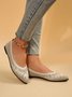 Women Color Block Plant Comfy Insole Mesh Fabric Shallow Shoes