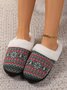 Christmas Ethnic Pattern Fluffy Toe-covered Slippers