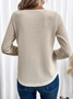 Plus Size Lace Crochet Design Loose Daily Casual Plain Crew Neck H-Line Long Sleeve T-Shirt