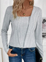 Casual Loose Square Neck Knitted Shirt
