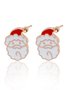Cartoon Rhinestone Christmas Hat Stud Earrings