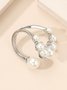 Elegant Imitation Pearl Geometric Adjustable Ring