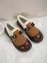 Vintage Buckle Color Block Paneled Warm Lined Slip On Shoes