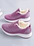 Women Warm Lined Mesh Fabric Lace-Up Sneakers
