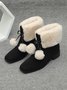 Casual Fuzzy Ball Square Toe Furry Snow Boots