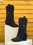 Vintage Rivet Fringe Block Heel Western Boots