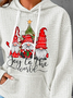 Plus size Christmas Casual Pocket Stitching Holiday H-Line Jacquard Hoodie