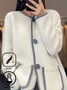 Crew Neck Yarn/Wool Yarn Casual Plain Cardigan
